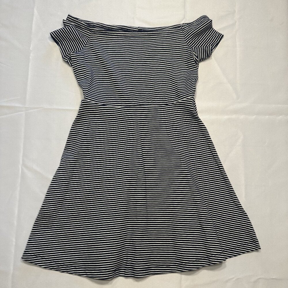 Navy and White Striped Old Navy Off-the-Shoulder Dress